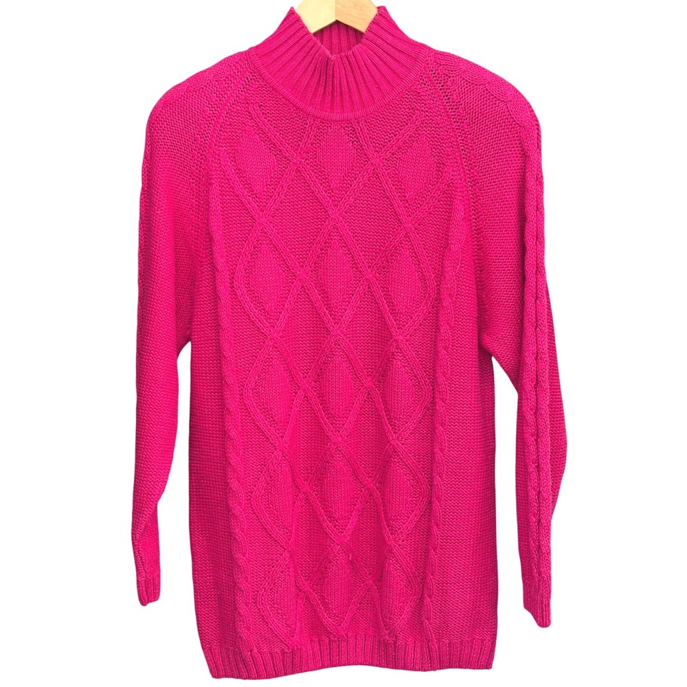 Vintage Casual Corner Sweater Hot Pink Barbiecore Preppy Bold Coastal Chic 90s